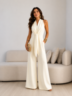 Valentina | Mono Halter con lazo frontal y corte de Pierna Ancha palazzo