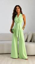 Valentina | Mono Halter con lazo frontal y corte de Pierna Ancha palazzo