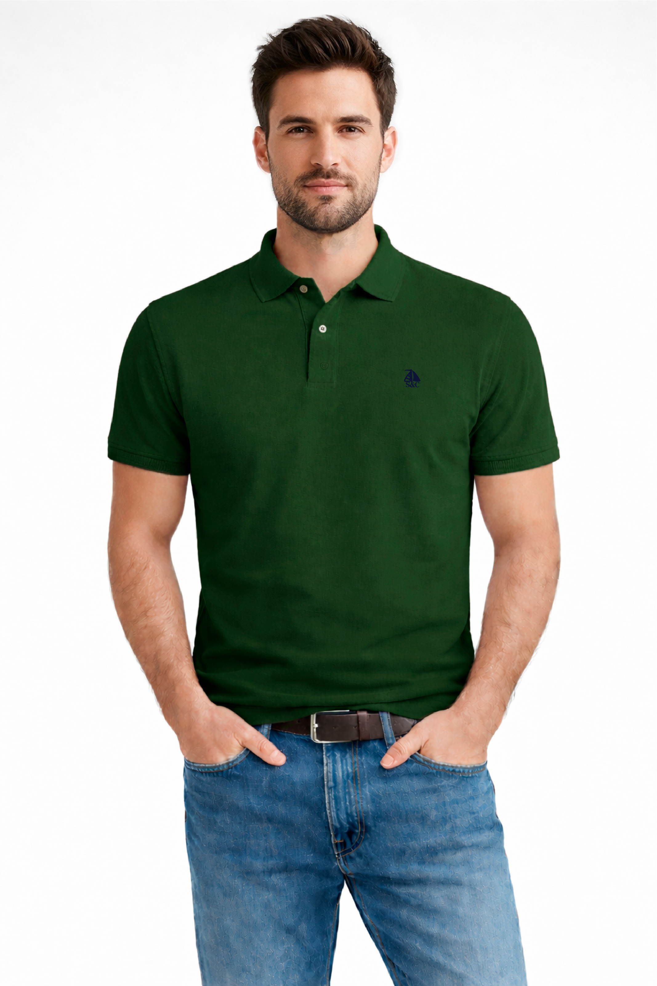 Polo manga corta Verde Botella modelo "Garroc"