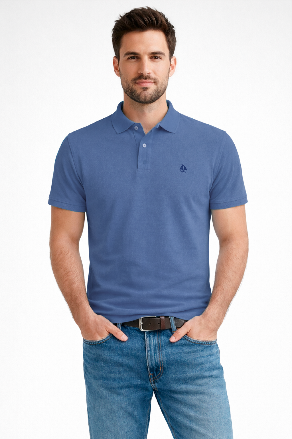 Polo manga corta Azul Riviera modelo "Garroc"