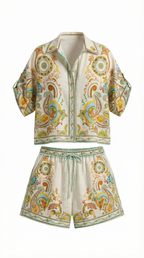 Conjunto boho 'Brenda': Camiseta y pantalones cortos estampados
