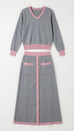 Conjunto de suéter V y falda midi 'Cheryl'