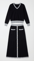Conjunto de suéter V y falda midi 'Cheryl'