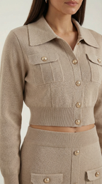 Conjunto de punto Evelyn Luxe con botones
