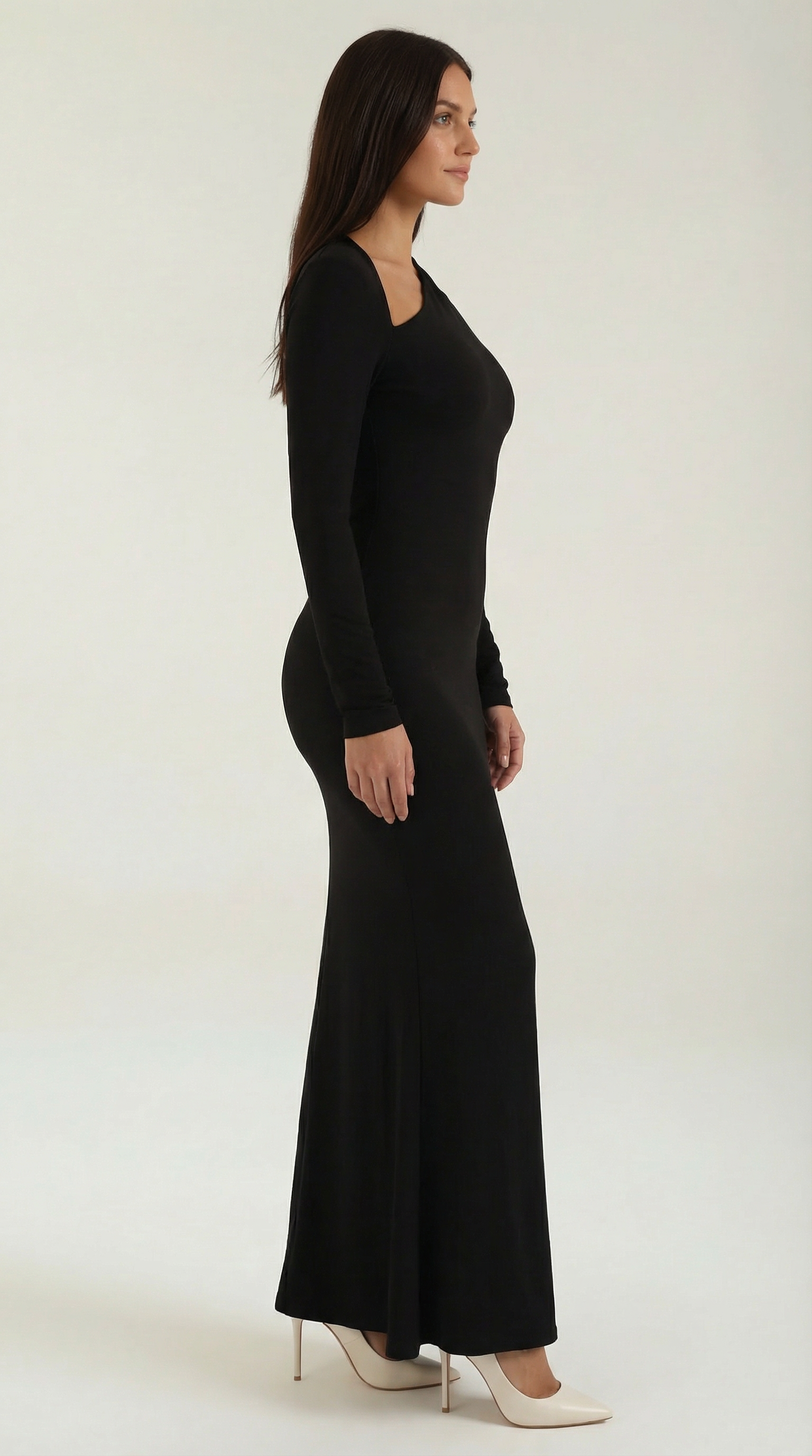 Roberta Vestido Maxi Bodycon de Manga Larga